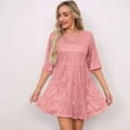 thumbnail image 2 of Womens Summer Dresses Crew Neck Short Sleeve Plus Size Sequined Sundress Women Casual Beach Summer Dress Boho Flowy Cover Up Short Dress, 2 of 6
