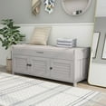 thumbnail image 1 of Clearance! TREXM Storage Bench with 3 Shutter-shaped Doors, Shoe Bench with Removable Cushion and Hidden Storage Space (Gray Wash), 1 of 9