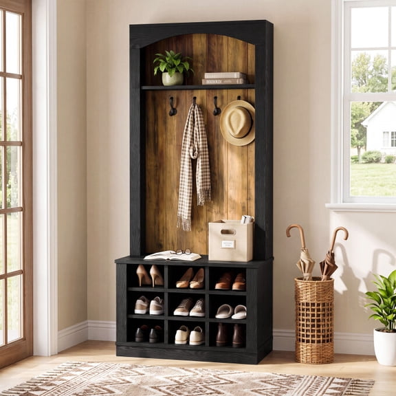 Tribesigns 70.86" Hall Tree with Bench and Shoe Storage, Bench with Coat Rack