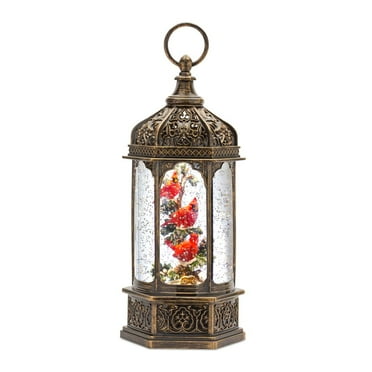 Home Decorative Snow Globe with Cardinals 13"H Plastic 6 Hr Timer 3 AA Batteries Not Included or USB Cord Included