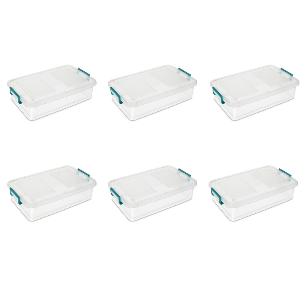 Sterilite 25 Qt. Modular Latch Box Teal Sachet Set of 6