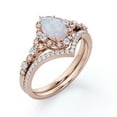 thumbnail image 4 of JeenMata Vintage Design Cluster 1.5 Carat Oval Shaped Fiery Opal And Moissanite V-Shaped Pave Wedding Set In 18K Rose Gold Plating Over Silver, 4 of 7