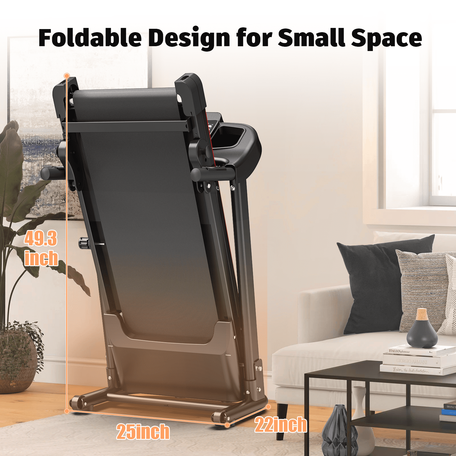 FLIMDER 2.5HP Folding Treadmills for Home with Bluetooth & Incline, Portable Running Machine Electric Compact Treadmills Foldable for Exercise Home Gym Fitness Walking Jogging