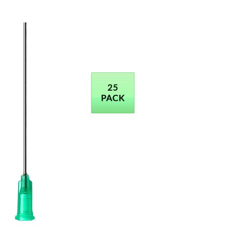 25 Pack of Blunt Tip Lure Lock Dispensing Fill, Industrial/Arts and Crafts Needles, 18 Gauge - Green, 2" / 5.08cm