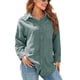 thumbnail image 1 of Camisa casual con botones Ticfox blusa holgada de manga larga con cuello vuelto verde oliva M, 1 of 7