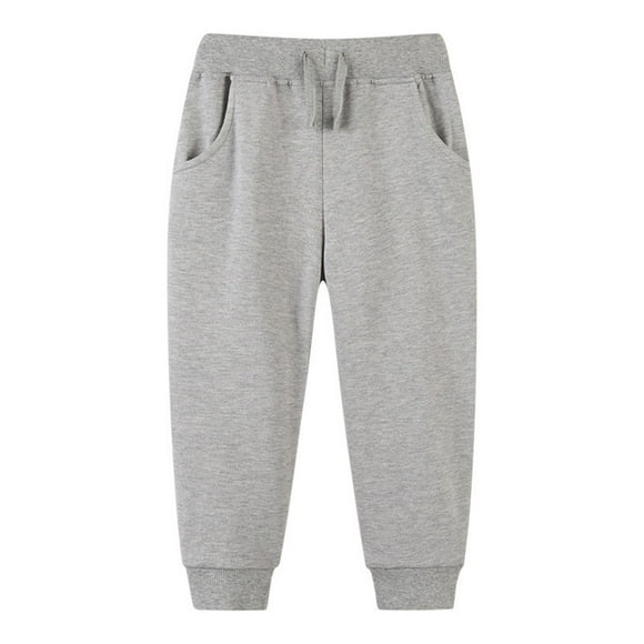 Povozer Boys Sweatpants Pants Toddlers Boys Kids Cotton Pull on Jogger Pants(Light Gray,4-5Y)