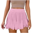 thumbnail image 2 of Weiqiqre Women Shorts Linen Boho Ruffle Mini Skirts Pleated High Waist Cute Butterfly Skorts with Pockets Summer Trendy, 2 of 8
