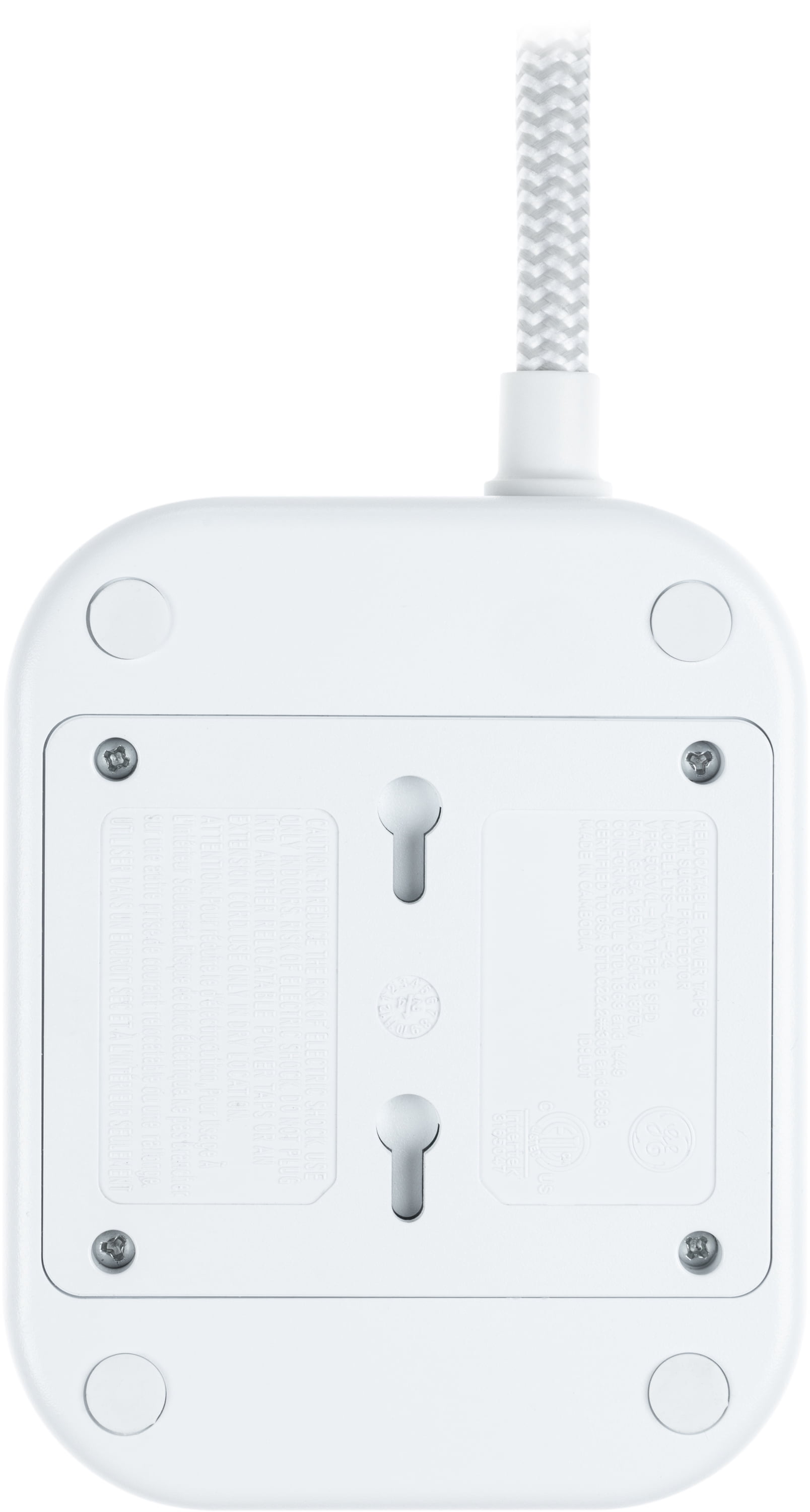 GE Surge Protector, 10-Outlet Power Strip, 2100 Joules, 4ft Braided Cord, Gray/White