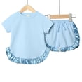 thumbnail image 3 of GYRATEDREAM Toddler Girl Clothes Summer Outfits Cute Baby Short Sleeve T-shirt Shorts with Ruffle Hem 9 Months to 7 Years, 3 of 3