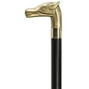 Harvy Canes - Solid Brass Cast Horse Head - Walking Cane - 36" - Brass/Black