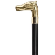 Harvy Canes - Solid Brass Cast Horse Head - Walking Cane - 36" - Brass/Black
