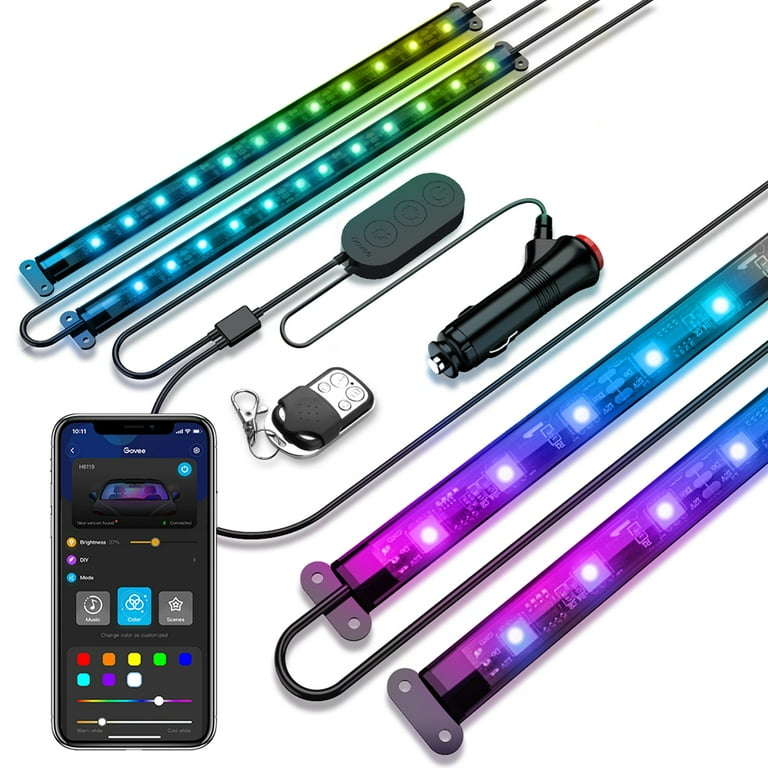 Govee LED RGBIC Interior Car Lights, APP and Remote Control, Music Sync  Feature, 16 Million Light Color with Silicone Coating 