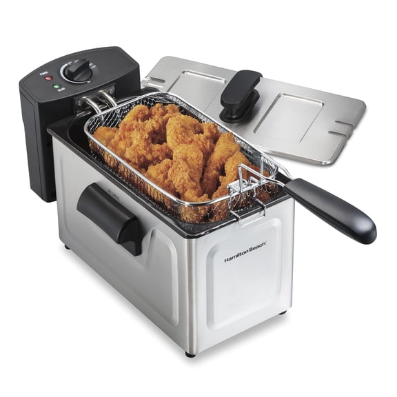 Hamilton Beach 12-Cup Electric Deep Fryer with Basket, Freidora de Aceite, Stainless Steel