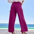 thumbnail image 4 of Summer Pants for Women Palazzo Pants With Pockets Summer Casual Wide Leg High Waist Flowy Beach Trousers Travel Petite Exercise for Women Casual Pant Jr Fall Fashion Womens Purple 2XL, 4 of 9