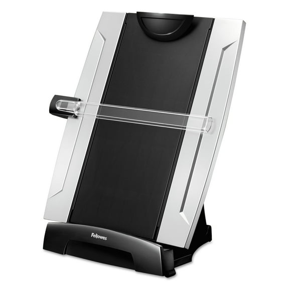 Fellowes Mfg Co. 8033201 150 Sheet Capacity Plastic Office Suites Desktop Copyholder with Memo Board - Black/Silver