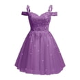 thumbnail image 1 of Vestido de bienvenida SoDigne con purpurina de tul morado, talla grande, 1 of 7