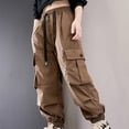thumbnail image 5 of HAOYUNL Kids Girls Cargo Jogger Pants Casual Jogger Pants Elastic Waist Cargo Jogger Pants with Pockets 5-11Y, 5 of 8