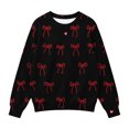thumbnail image 3 of Christmas Kids Sweater Girls Crewneck Sweatshirt Long Sleeve Pullover Knit Tops,Relaxed Warm For Festival School Wear,Black,14-15 Years, 3 of 6