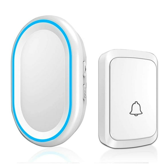 Wireless Door Bell, Mini Waterproof Doorbell Chime Operating at 1000 Feet with 58 Melodies, 4 Volume Levels & LED Flash,White