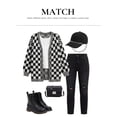 thumbnail image 4 of Eytino Cardigans for Women Color Block Plaid Oversized Sweaters Long Sleeve Open Front Knit Cardigan Fall Winter Outwear, 4 of 11