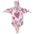 thumbnail image 2 of Wearable Blanket with Sleeves and Pocket Oversized Hooded Sweatshirt 3-14 YR Pink and Maroon Hearts S, 2 of 7