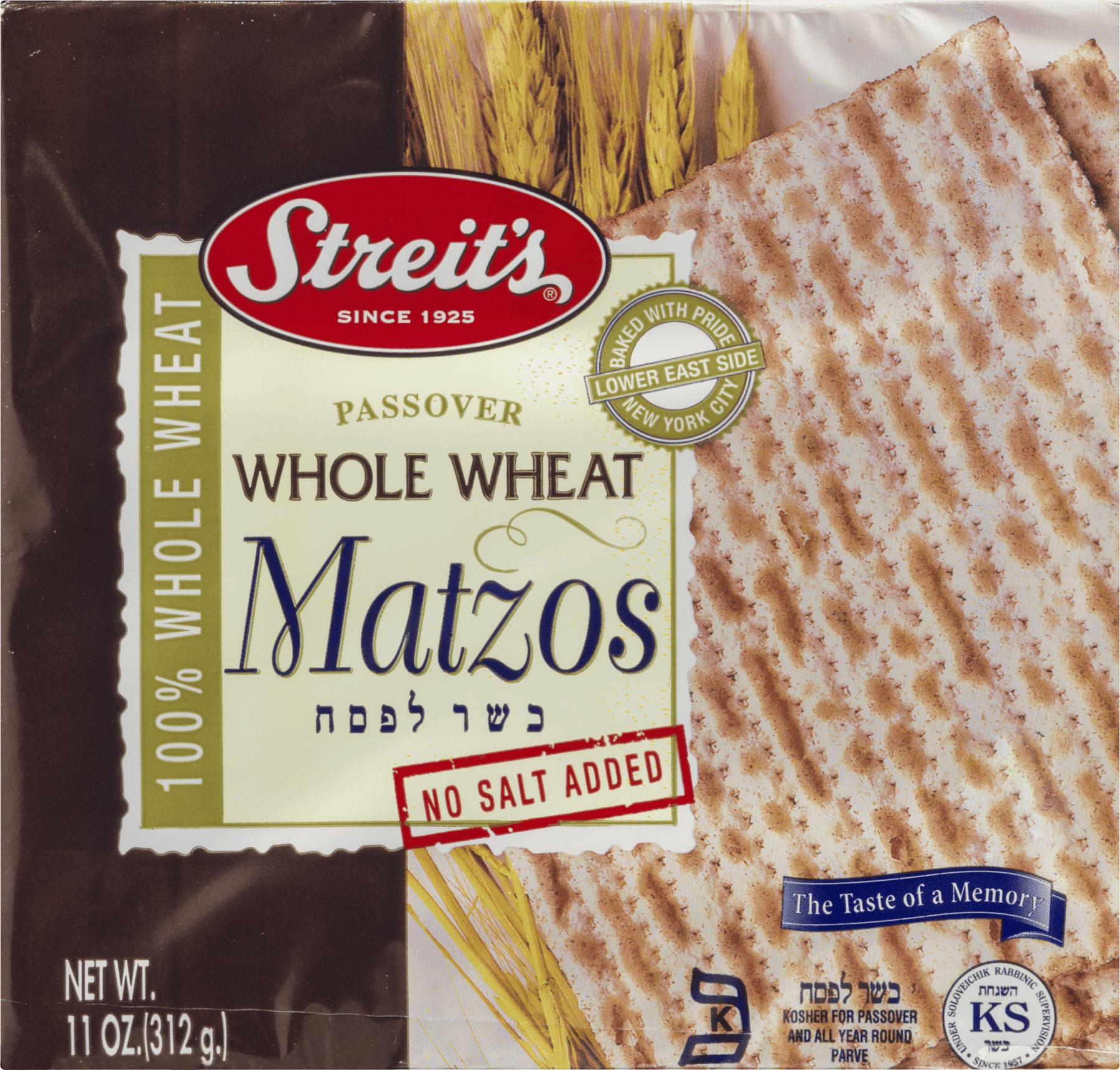 Streit's Matzo, whole wheat , Passover