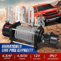 15000Lb Recovery Winch with Fuel Hoses & Slip Hook, IP67 Waterproof 12V Electric Winch for Jeep, SUV, Truck & Trailer