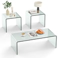 thumbnail image 1 of Costway Tempered Glass Coffee Table Set of 3, Clear Coffee Table & 2 End Tables for Home, 1 of 10