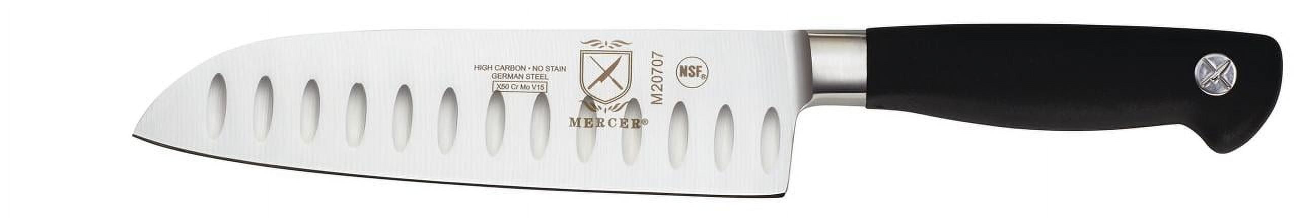 Mercer Culinary Genesis 7" Steel Santoku Knife, Black