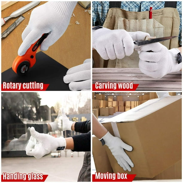 Quantity Level 6 Cut Resistant Cutting Gloves For Wood Carving Rotary Cutting Handling Glass Moving Boxes With Rubber Grip (medium)