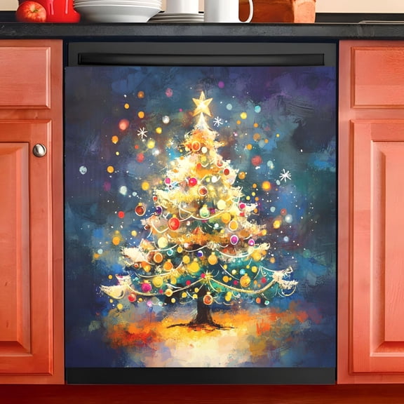 Ryvnso Christmas Tree Dishwasher Magnetic Refrigerator Magnet Cover Kitchen Home Decorative 23"x26"