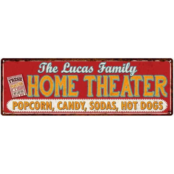The LUCAS Family Home Theater Sign Gift 6x18 Metal Movies Decor 206180100275