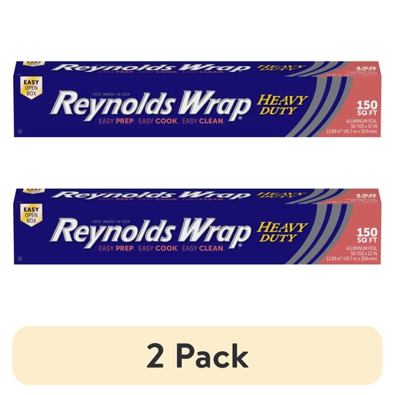 (2 pack) Reynolds Wrap Heavy Duty Aluminum Foil Roll, 12 inches Wide, 150 Sq. Ft.