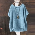 thumbnail image 2 of T-Shirts For Women Summer Short Sleeve Solid Casual Loose Linen Top Womens Tops, 2 of 4