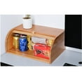 thumbnail image 6 of Bread Box for Kitchen Counter, Stainless Steel Bread Bin, Wood Bread Storage Holder with Lid, Large Capacity Bread Keeper, 16 .5 x 7inch, 6 of 8