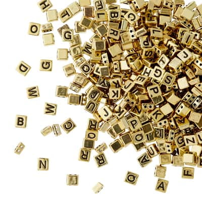 12 Pack: Gold Alphabet Plastic Craft Beads - 8mm by Bead Landing