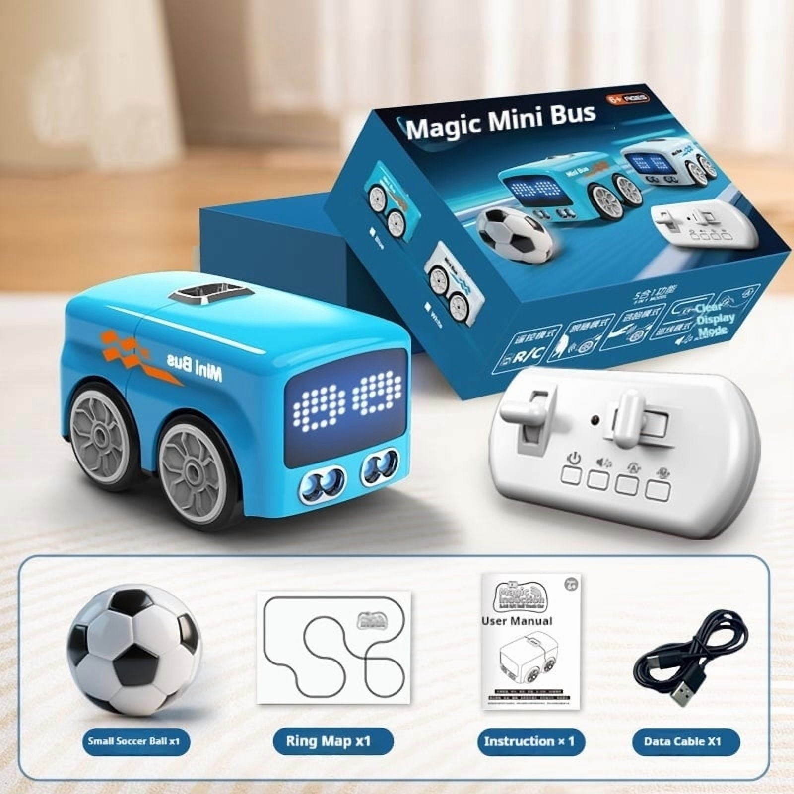 Wovilon Interactive Smart Minibus Intelligent Remote Control Induction Car Mini Desktop Gesture Following Small Bus Induction Obstacle Avoidance Remote Control Toy Car