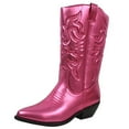 thumbnail image 1 of Soda Women's Faux Leather Cowboy Mid Block Heel Boot, PINKMET, 7.5 M US, 1 of 4