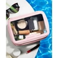 thumbnail image 3 of Estuche de maquillaje Rownyeon, bolsa de aseo transparente, organizador de viaje, rosa, 3 of 5