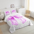 thumbnail image 4 of Feelyou Cute Princess Ribbon Queen Comforter Set for Teens, Purple Watercoor Bow Bedding Sets, Kawaii Stars Print Reversible Bedding Comforter Set, Super Cozy Room Decor, 3pcs, 4 of 9