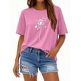 thumbnail image 3 of NAMTYQX Blouses for Women Casual Graphic Muster Short Sleeve Light Loose Fit Airoft Trendy Plus Size Crewneck Shirts for Women Pink Size M, 3 of 5