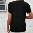 thumbnail image 4 of Tops de Color Sólido para las Mujeres Blusa de Manga Corta Plisada Hueca, Cuello de Pie Top de Moda Casual, 4 of 9