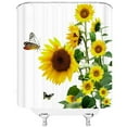 thumbnail image 3 of Fsqjgq Shower Curtain Bathroom Curtains Shower Set with Rug Sunflower Shower Curtain Yellow Floral Green Leaves Decoration White Fabric Bathroom Window Curtains One Size Multi-Color, 3 of 6