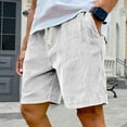 thumbnail image 4 of HKYNLAG Men's Corduroy Shorts Elastic Waist Drawstring Cargo Short Multi-Pocket Lightweight Summer Casual Beach Shorts White XL, 4 of 4