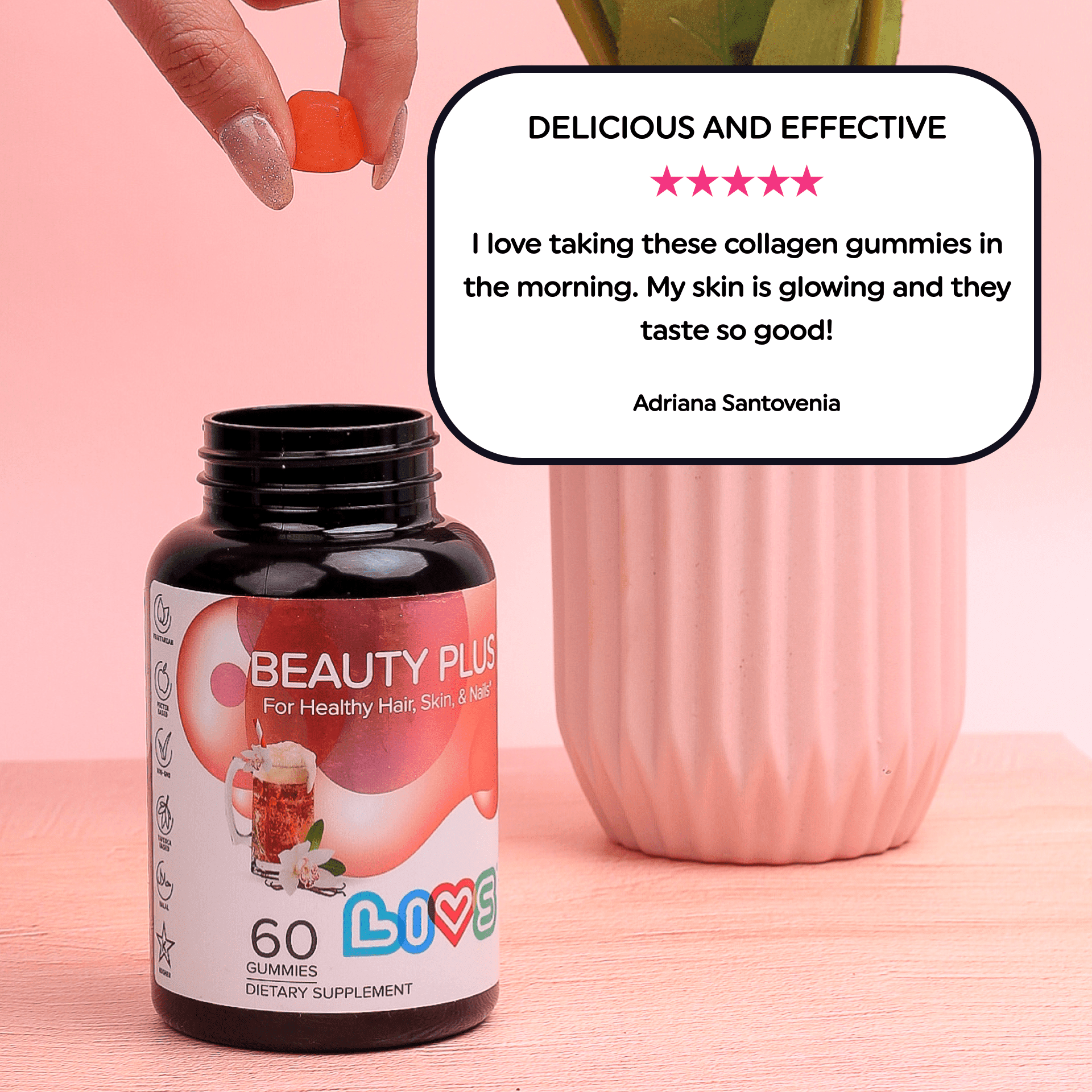 LIVS Beauty Plus Gummies Biotin | Pack of 2 | Collagen Multivitamin for healthy hair, skin, and nails 120 Gummies