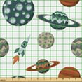 thumbnail image 2 of Ambesonne Space Fabric by the Yard Upholstery, Planets Rocket Cartoon Art, 1 Yard, Dark Night Blue and White, 2 of 5