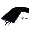 thumbnail image 3 of Benjara L Shaped Writing Desk with Glass Top and Curved Metal Frame, Black, 3 of 5
