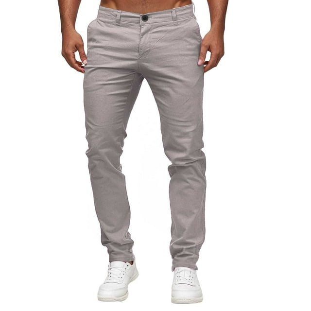 Men's Slim Fit Casual Trousers Solid Color Modern Waist Design with Functional Mid Pocket Comfortable Fashion Pants