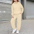 thumbnail image 2 of Tracksuit Athletic Sweatsuits Sets,2PC Long Sleeve Beige Hooded Sweatshirt Sweatpants Winter Clothes Preppy Clothes for Girls 11-12 Years, 2 of 4