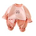 thumbnail image 2 of NAISIBABY Boys Girls Pajamas 2-Piece Set, Prints Cotton Long Sleeved Tops Elastic Waist Pants Casual Home Clothes Pink 1-2T, 2 of 3